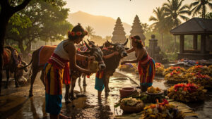 Tumpek Kandang célébration sacrée dédiée à la divinité des animaux et à la protection du bétail à Bali