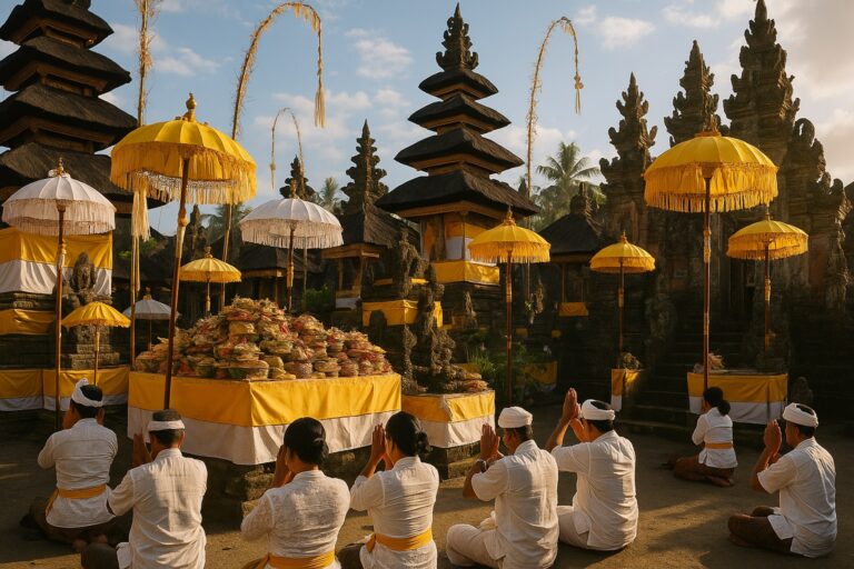 Temple balinais decore pour une fete
