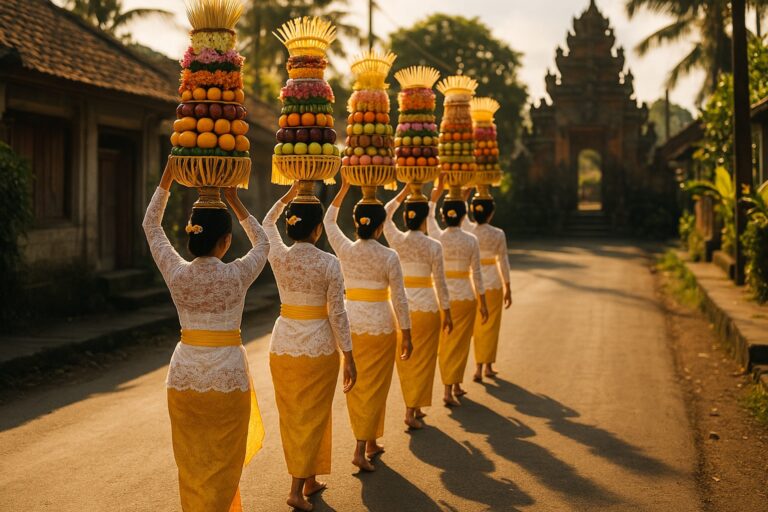 Procession balinaise vers un temple en octobre