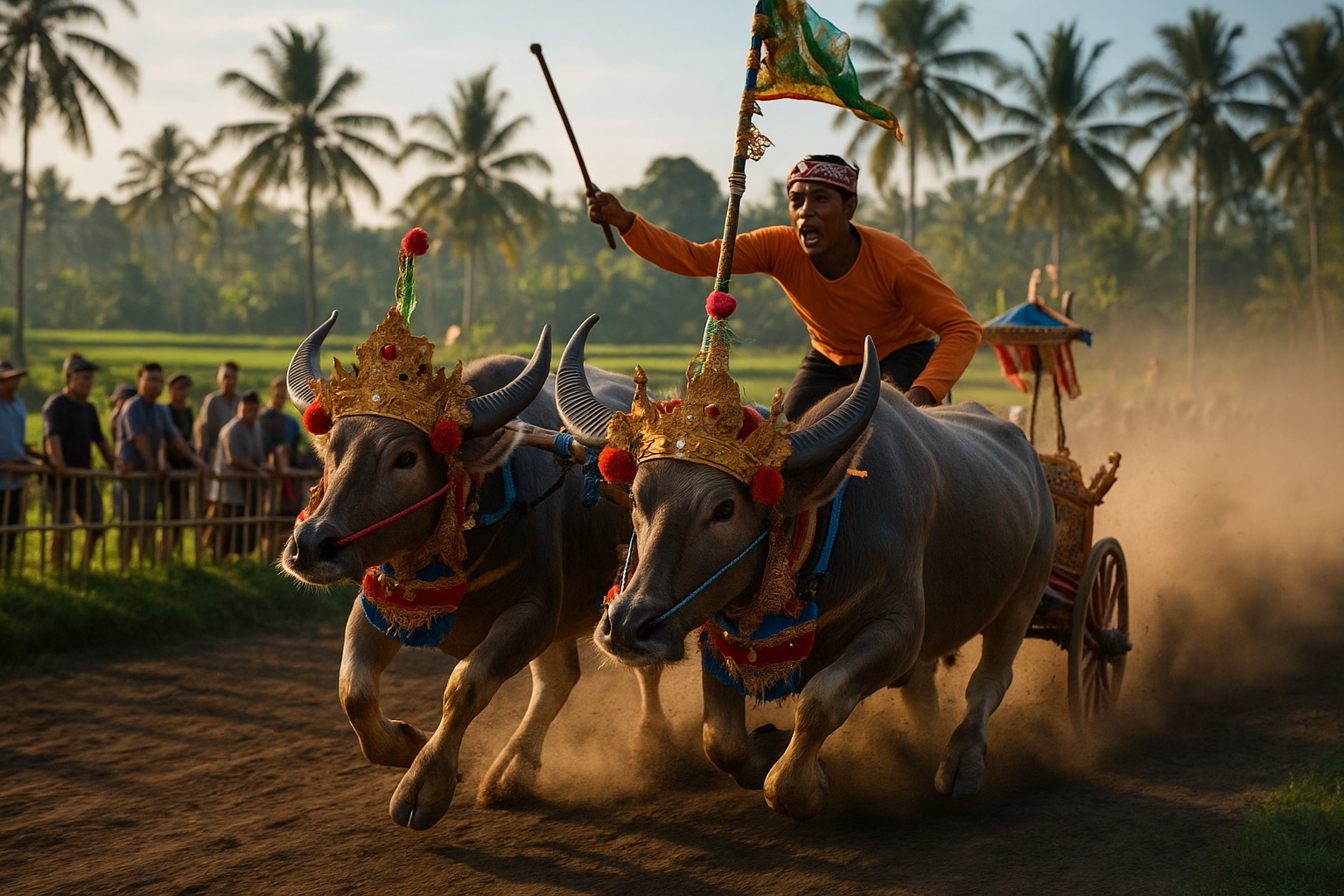 Course de buffles Makepung a Jembrana dans l ouest de Bali